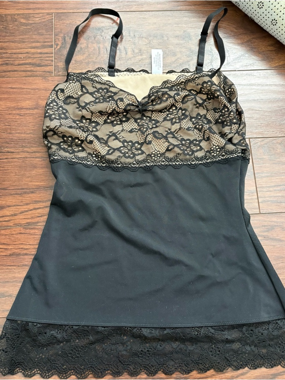 Black Lace Trim Cami with Nude Lining